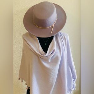 Cynthia Rowley Lilac Asymmetrical Poncho with Pom~Poms, One Size